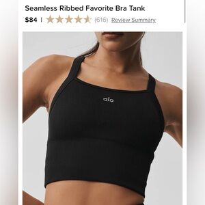 ALO Yoga Black Seamless Ribbed Favorite Bra Tank